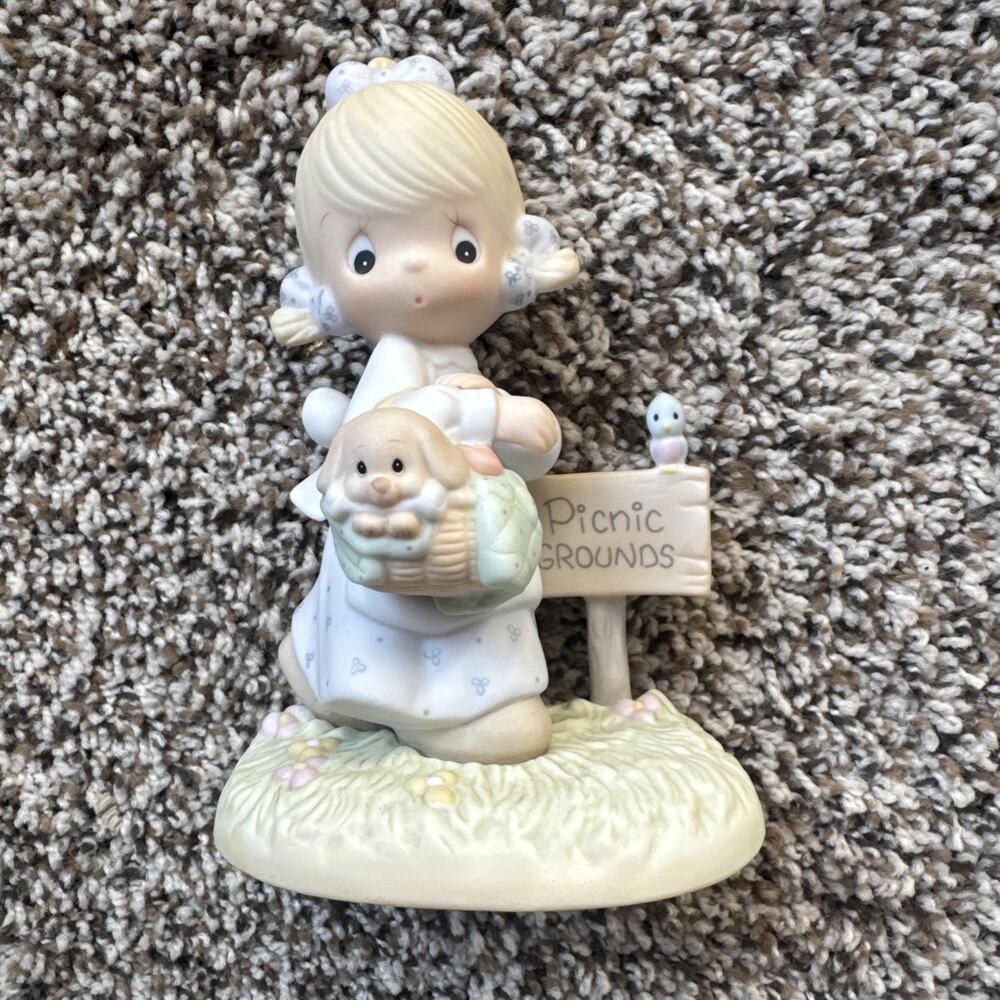 Vintage 1988 Enesco Precious Moments July Birthday Girl w/Puppy #110051